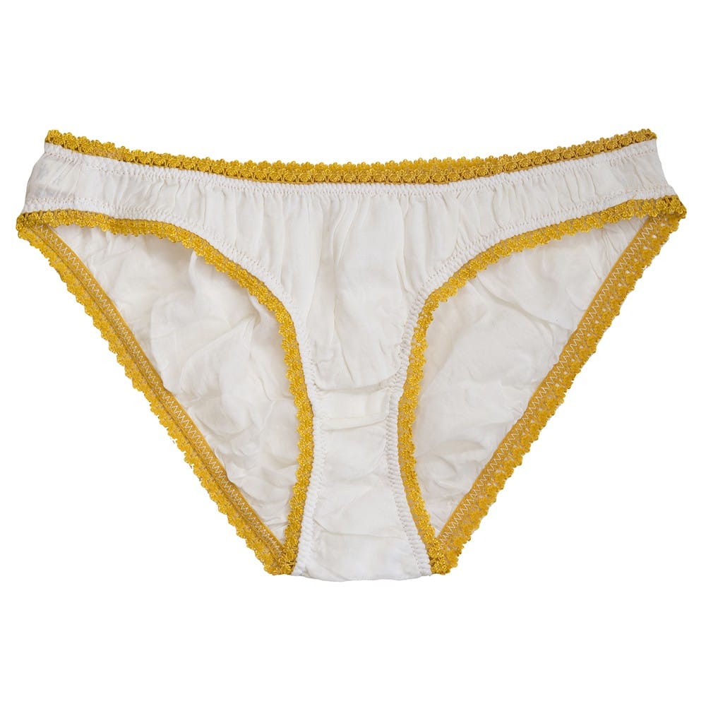 White/yellow croquet panties 100% organic cotton- Germaine des