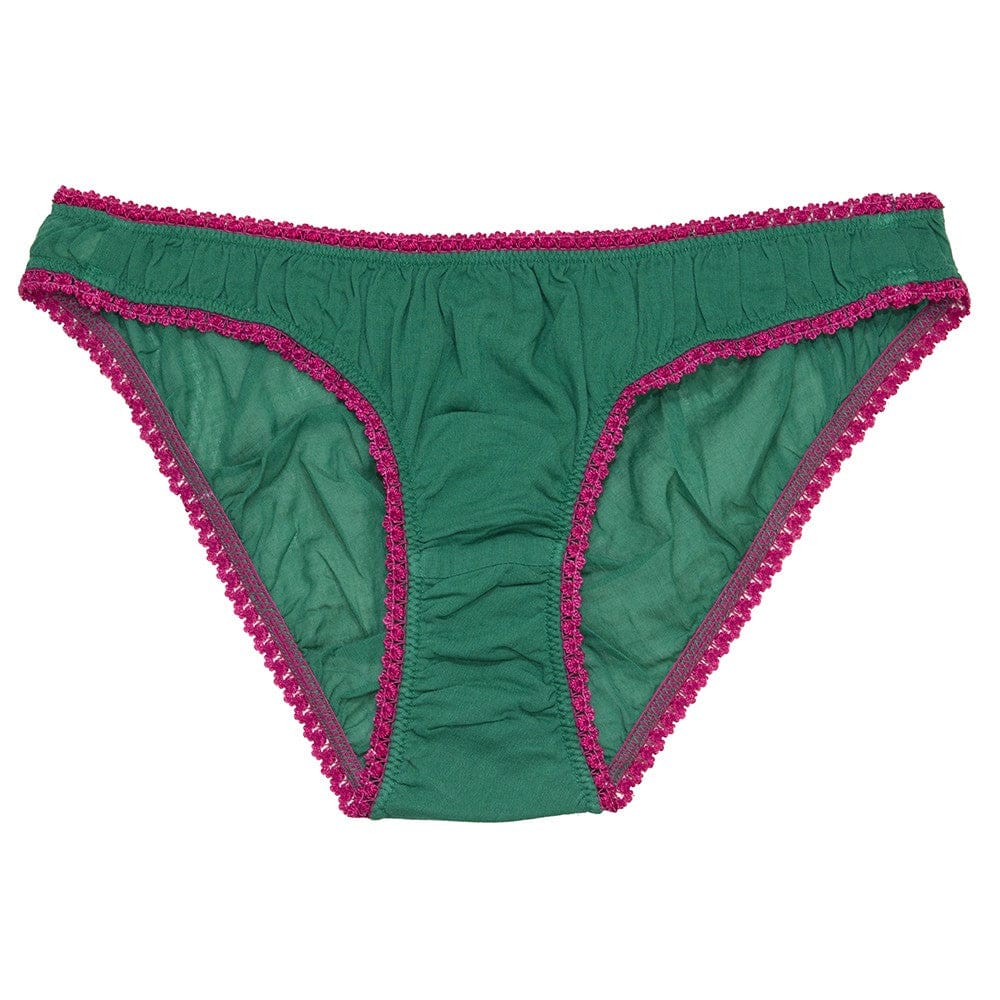 Emerald/fuchsia croquet panties 100% cotton voile- Germaine des
