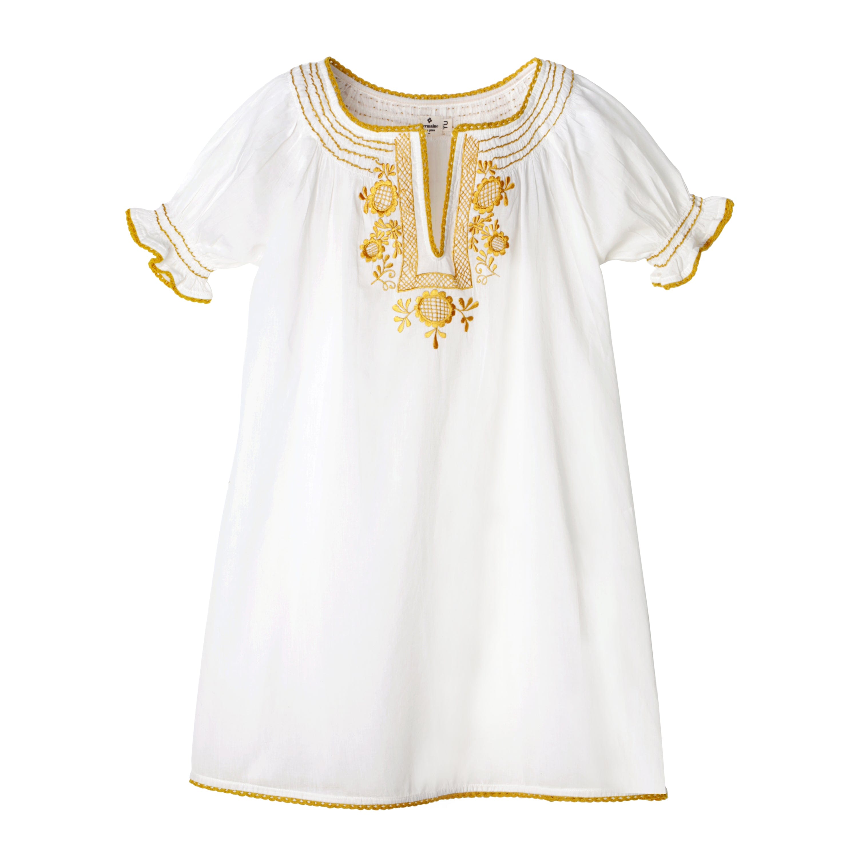 Zo white dress with yellow embroidery germainedespres Zo white dress with yellow embroidery germainedespres